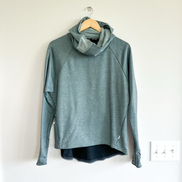 ON Running On Clouds High Neck Technical Funnel Neck Hoodie Green S - Picture 1 of 8